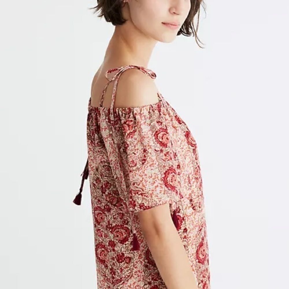 Madewell | Silk Paisley Cold Shoulder Dress - Picture 4 of 8